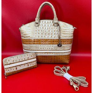 Brahmin Large Arno Vineyard Muslin Tri Texture Embossed Leather Handbag Wallet